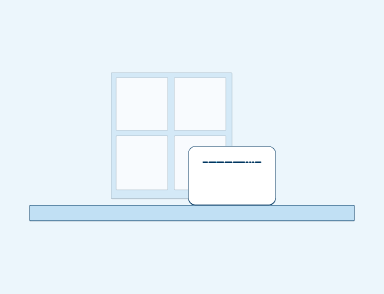 Illustration of a modem next to a window