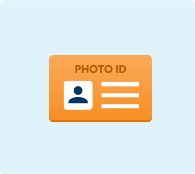 Emoji of a photo ID on a light blue background