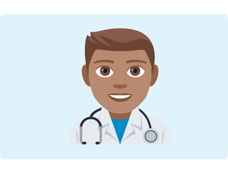 Image of a doctor emoji on a light blue background