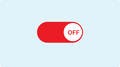 Toggle showing that it is turned off on a light blue background