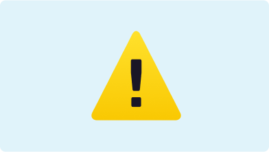 Emoji of a warning sign on a light blue background