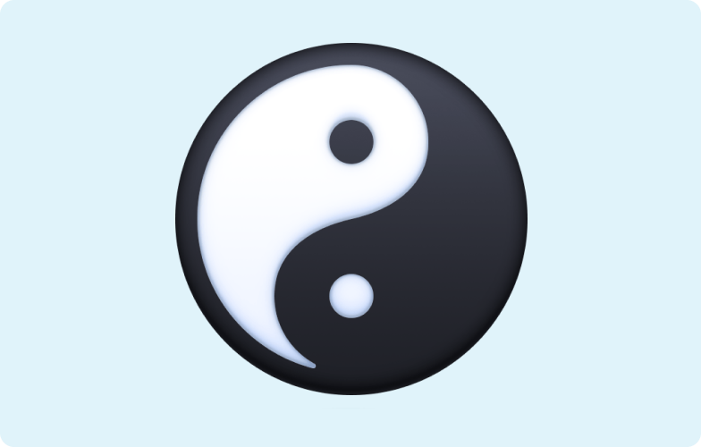 Image of a yin and yang symbol on a light blue background