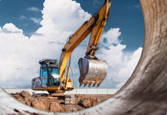 Photo of the digger at a construction site