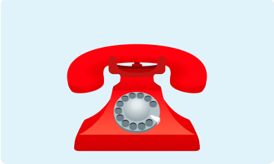 Emoji of a rotary dial phone on a light blue background