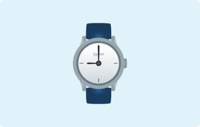 An emoji of a wrist watch on a light blue background