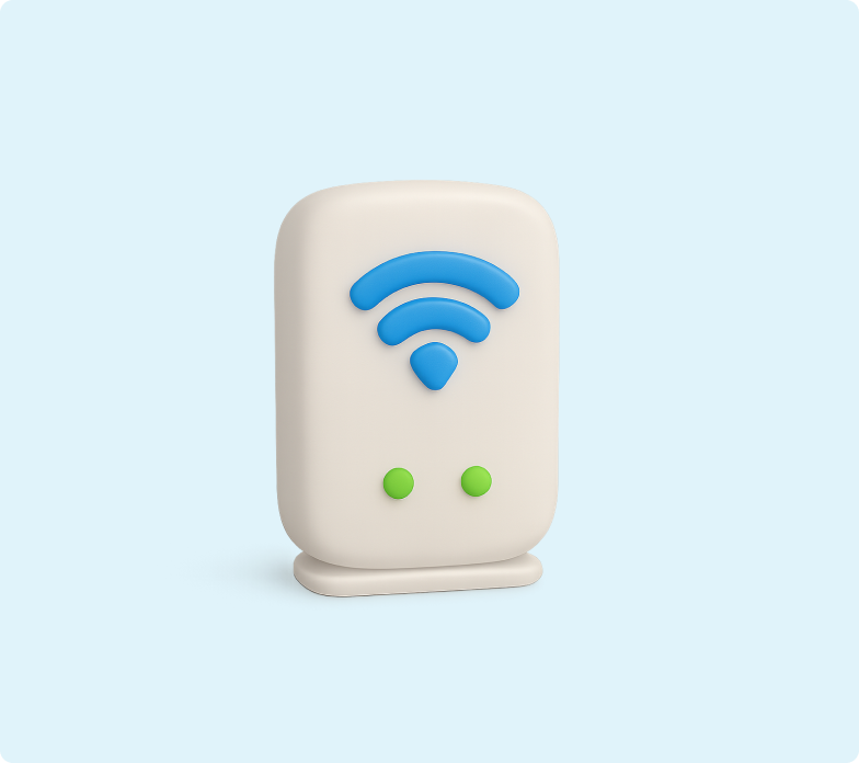 3D emoji of a modem extender to boost signal