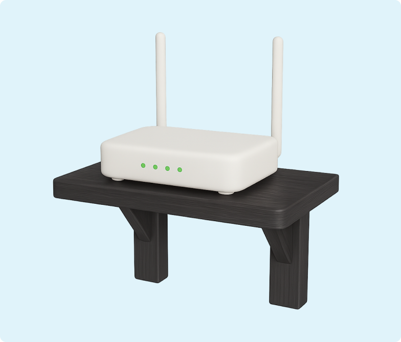 3D emoji of a modem sitting on a shelf